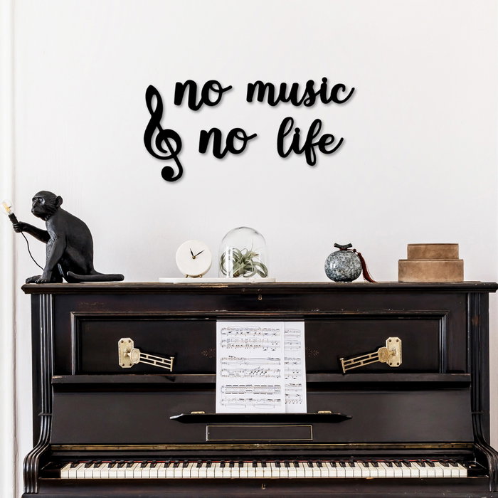 Wallity Escultura de pared No Music No Life en Negro Wallity Escultura de pared No Music No Life en Negro
